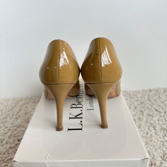 LK Bennett US 6 EU36 Shilo Taupe Patent Leather Round Toe Pumps Classic Designer - Picture 4 of 8